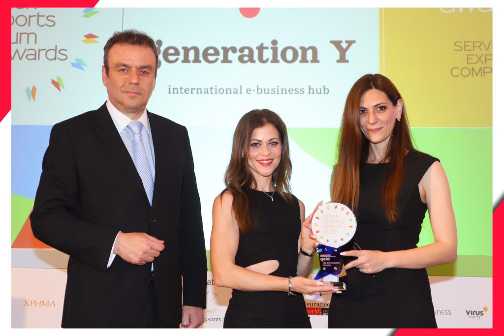 Mrs. Chryssa Faki and Mrs. Martha Giannakopoulou are receiving the Top Export Awards on behalf of Generation Y.